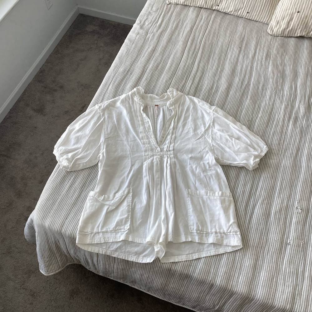 SOLD ON INSTA EUC | Free People Tomboy romper in white - Picture 4 of 6